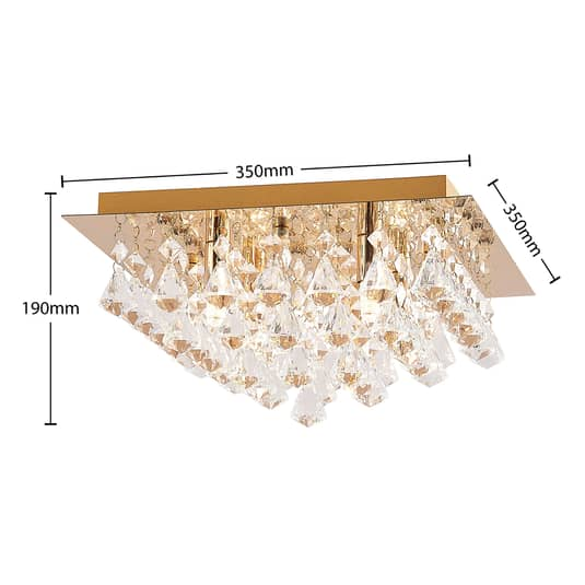 B-Ware Lindby Rimedia Kristall Deckenlampe Deckenlampe Lampe Leuchte 9 W G9 Gold 35cm - 4251096599299