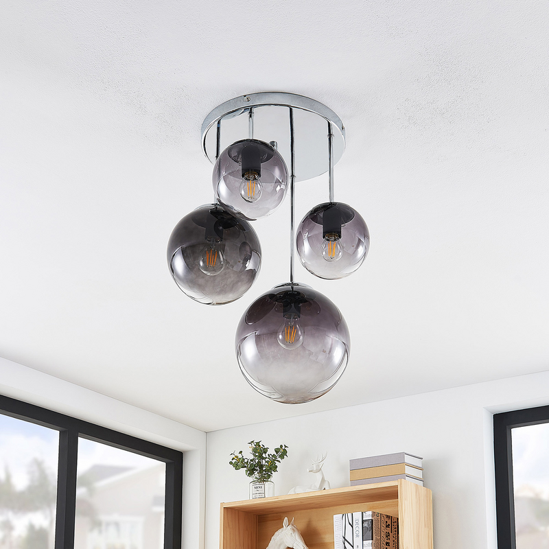 B-Ware Lindby Robyn Glas Deckenlampe Deckenleuchte Lampe Leuchte 4 Flammig E27 Chrom    - 4251096567441