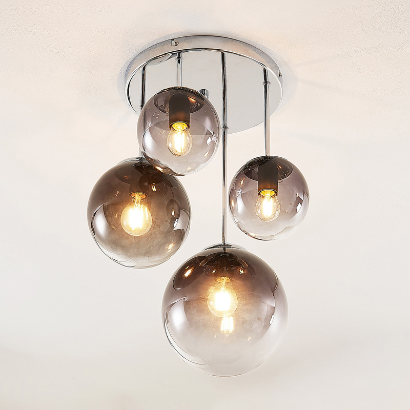 B-Ware Lindby Robyn Glas Deckenlampe Deckenleuchte Lampe Leuchte 4 Flammig E27 Chrom    - 4251096567441