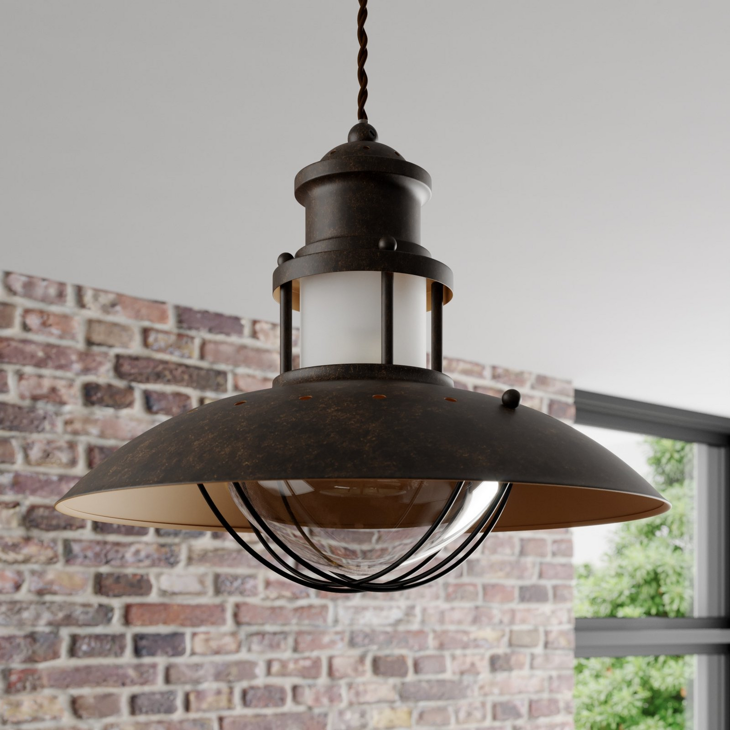 Suspension Lindby de qualité B, lampe de salle à manger, lampe de cuisine, suspension, E27, marron, Rusti907