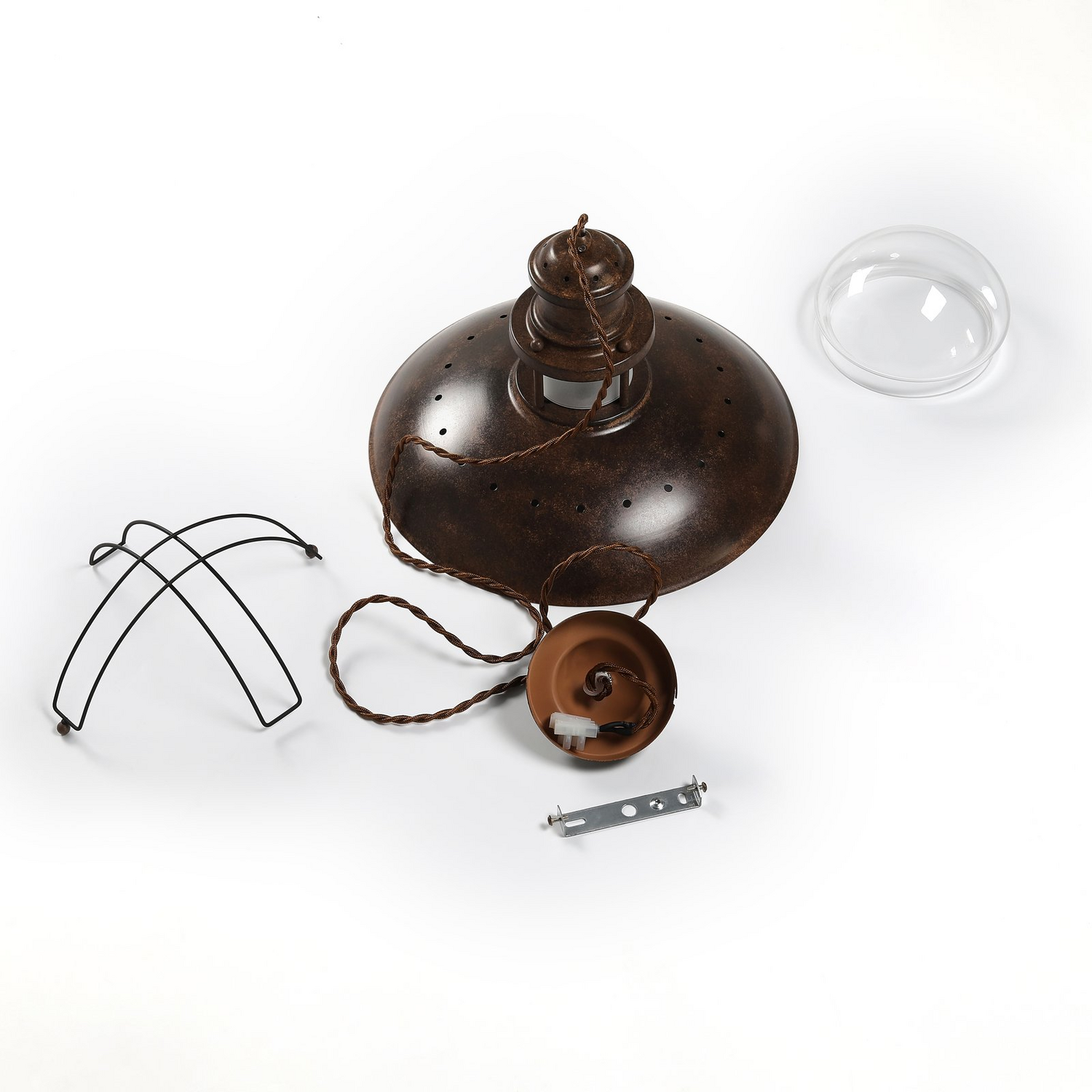 Suspension Lindby de qualité B, lampe de salle à manger, lampe de cuisine, suspension, E27, marron, Rusti907