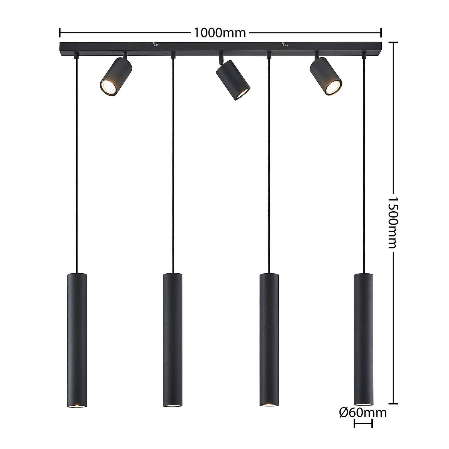 B-Ware Lindby Sanad Hängeleuchte Hängeleuchte Lampe Leuchte Schwarz 7 Flammig Längl799