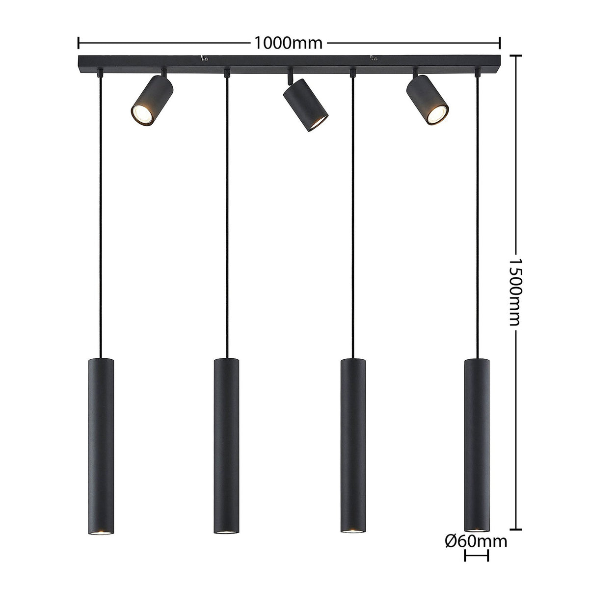 Lindby Sanad Hängeleuchte Hängeleuchte Lampe Leuchte schwarz 7-flammig längl799 - 4251911702897