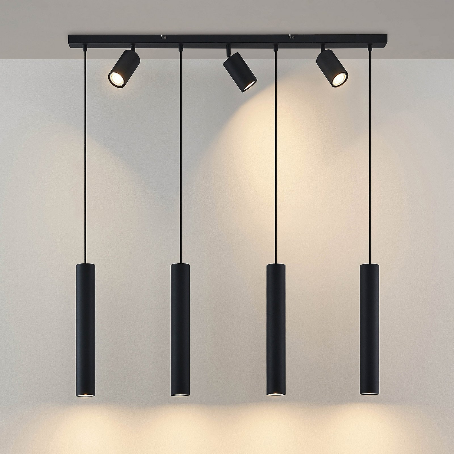 B-Ware Lindby Sanad Hängeleuchte Hängeleuchte Lampe Leuchte Schwarz 7 Flammig Längl799