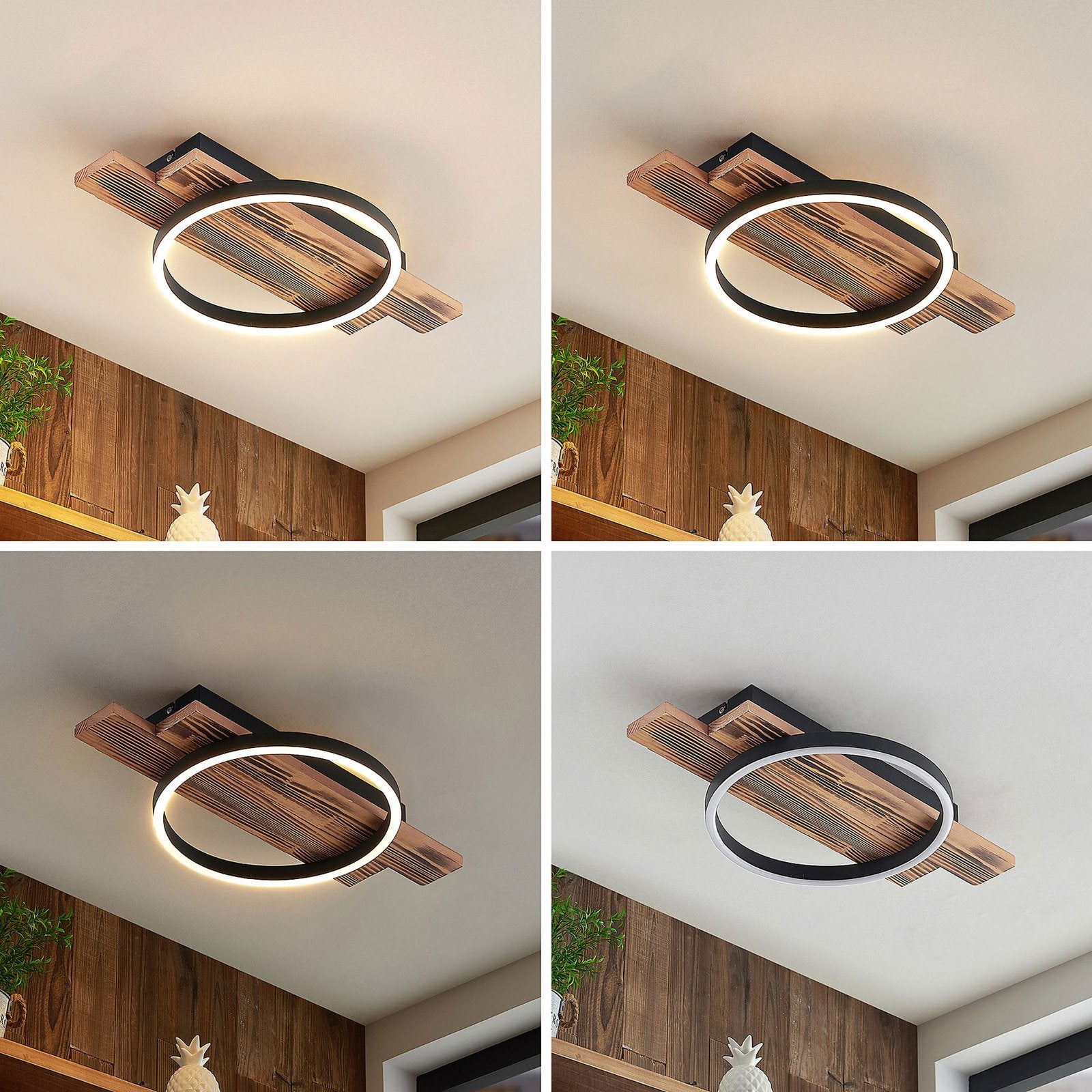 Lindby Deckenleuchte Deckenlampe LED Sentoa Holz hell dimmbar warmweiß Wohnzi639 - 4251911728071