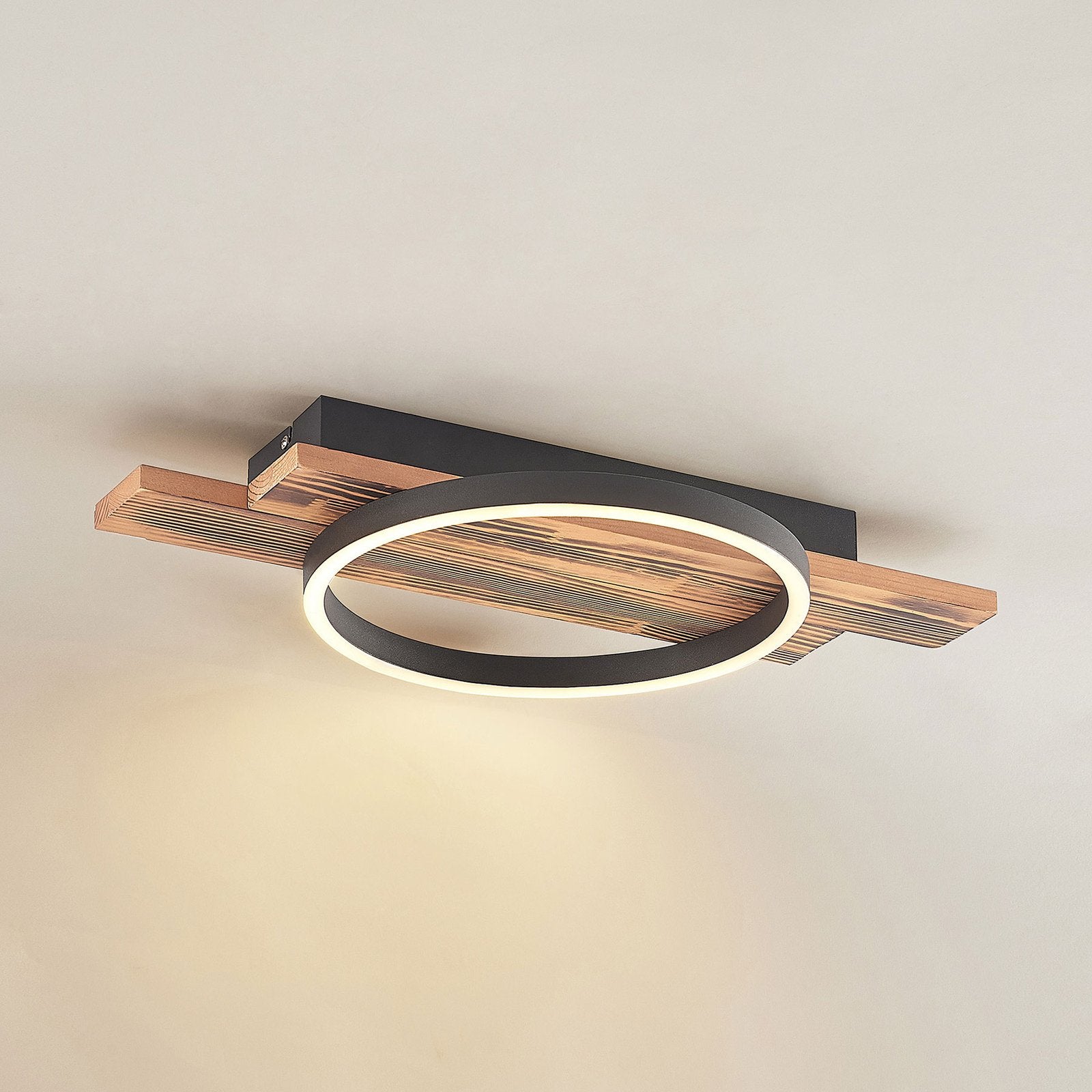 Lindby Deckenleuchte Deckenlampe LED Sentoa Holz hell dimmbar warmweiß Wohnzi639 - 4251911728071