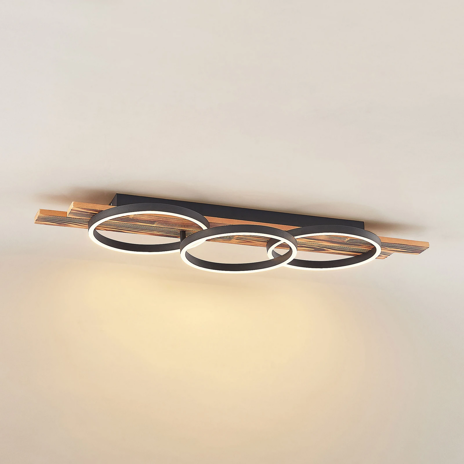 B-Ware Lindby Deckenleuchte Deckenlampe Led Sentoa Holz Wohnzimmer Esszimmer Dimmbar