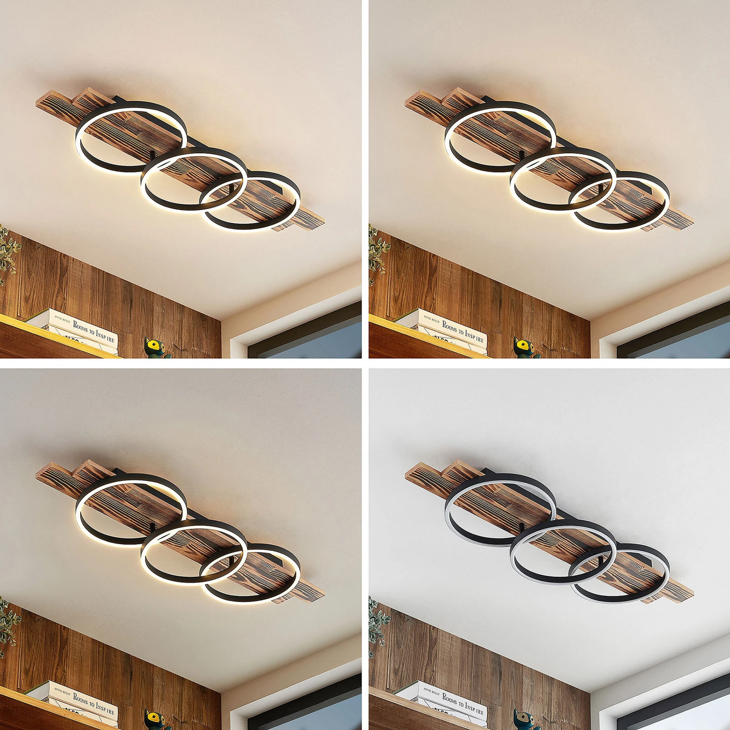 B-Ware Lindby Deckenleuchte Deckenlampe Led Sentoa Holz Wohnzimmer Esszimmer Dimmbar