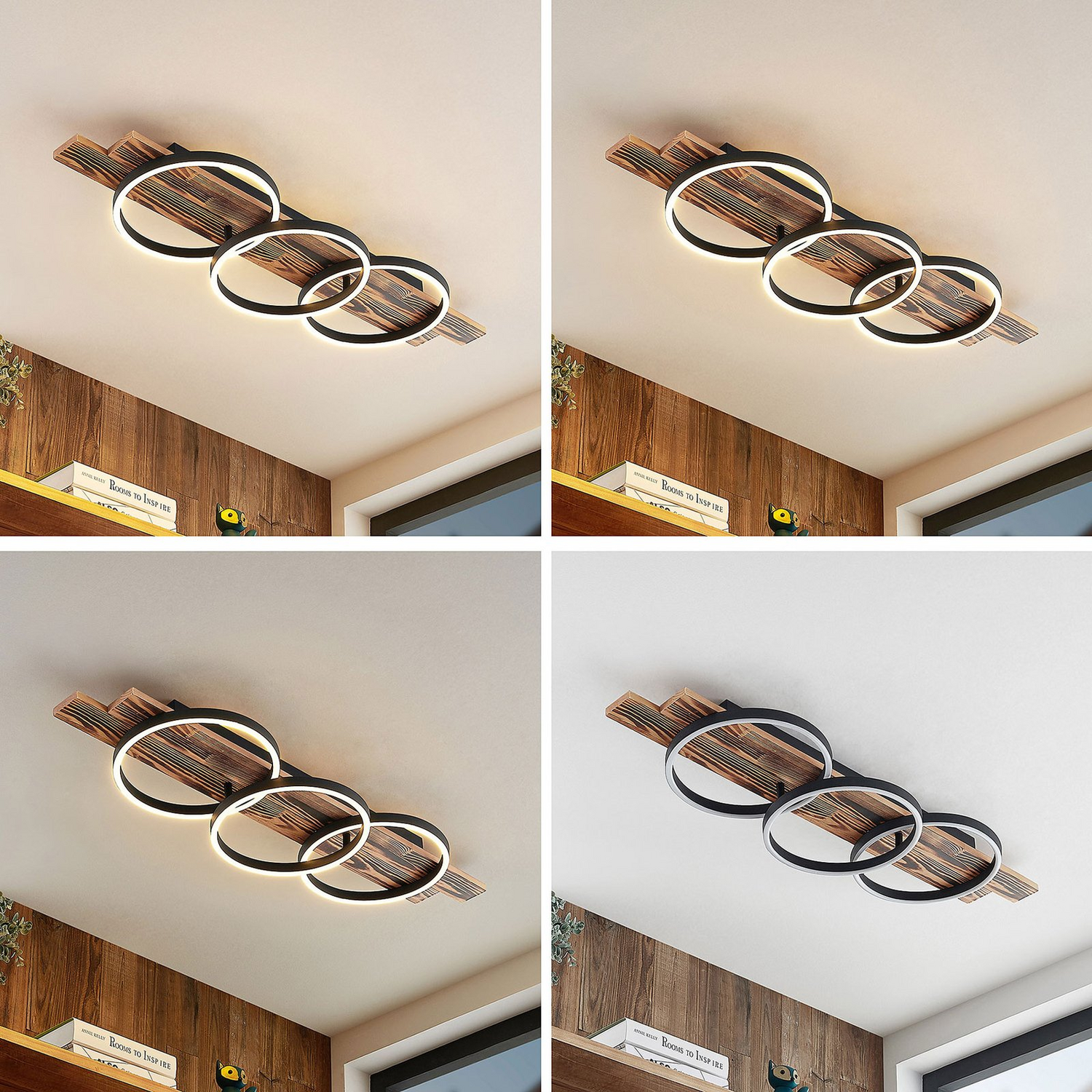 B-Ware Lindby Deckenleuchte Deckenlampe Led Sentoa Holz Wohnzimmer Esszimmer Dimmbar502