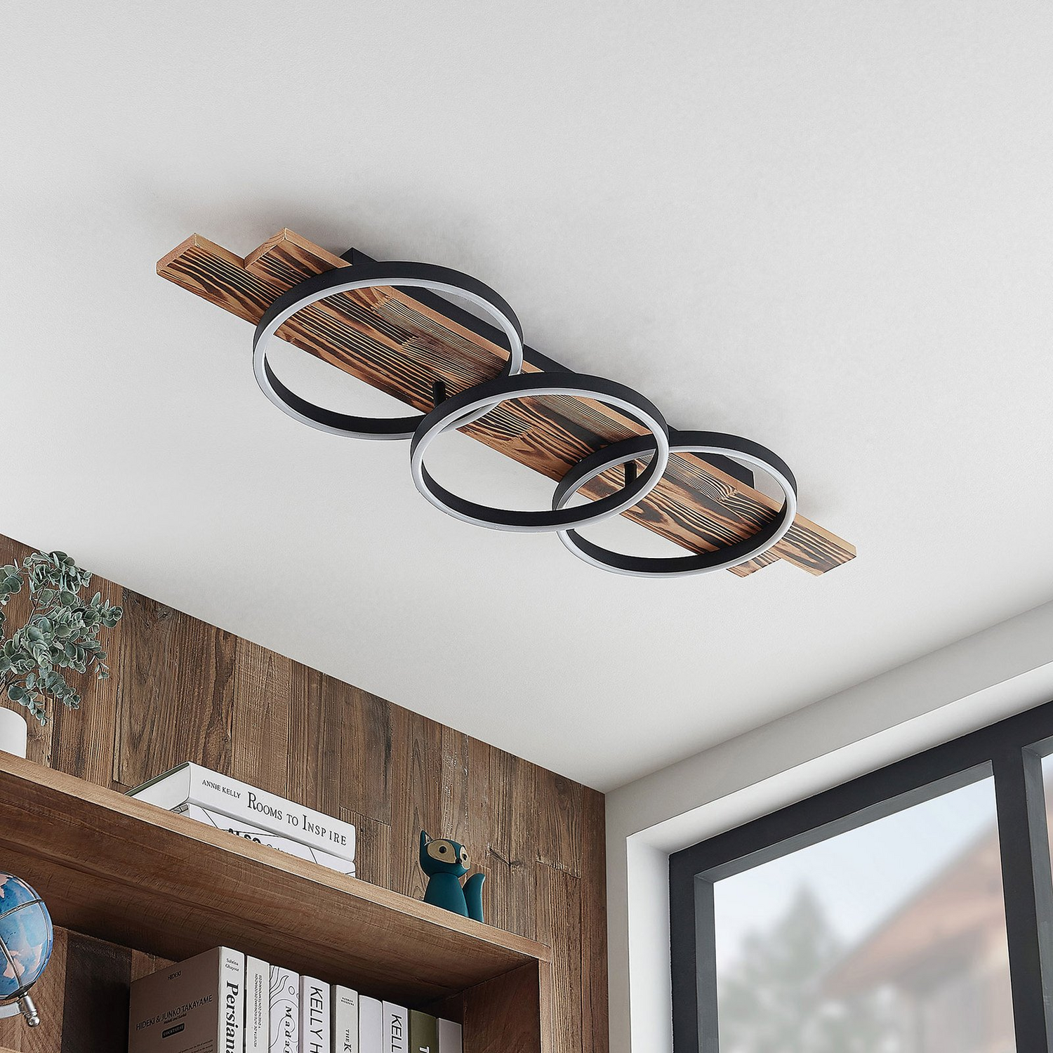 B-Ware Lindby Deckenleuchte Deckenlampe Led Sentoa Holz Wohnzimmer Esszimmer Dimmbar502