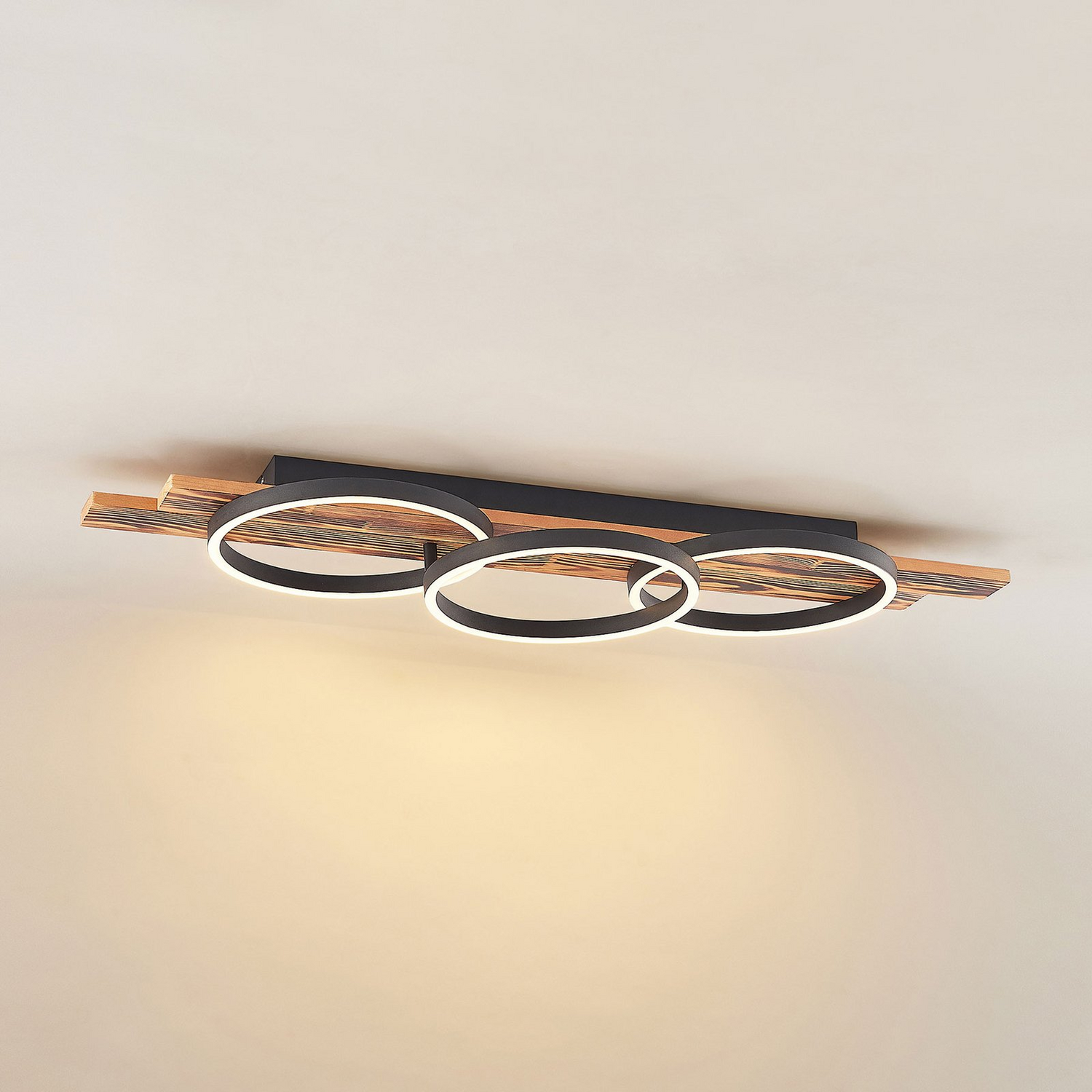 B-Ware Lindby Deckenleuchte Deckenlampe Led Sentoa Holz Wohnzimmer Esszimmer Dimmbar502