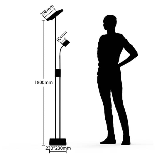 Lindby Seppa LED-Stehleuchte Standleuchte Deckenfluter Lampe dimmbar 180cm eckig - 4251096586763