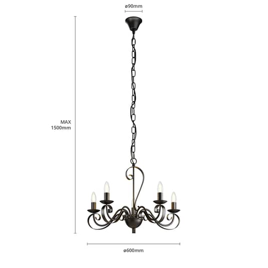 Lindby Hängelampe Hängeleuchte Shervan LED Pendelleuchte dimmbar braun 5-flammig - 4251096578256