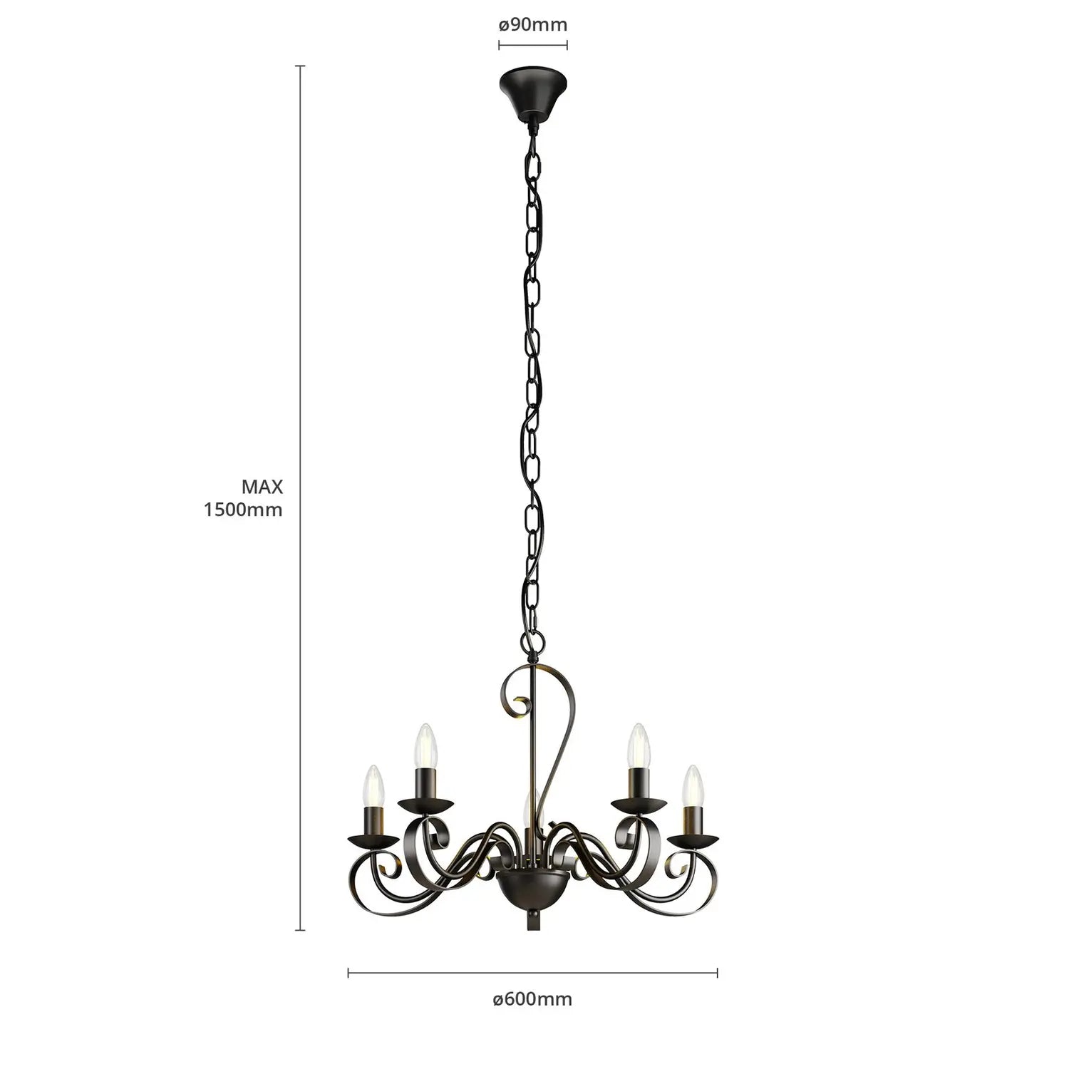 B-Ware Lindby Shervan Kronleuchter Hängeleuchte Hängeleuchte Deckenlampe Metall Braun E - 4251096578256