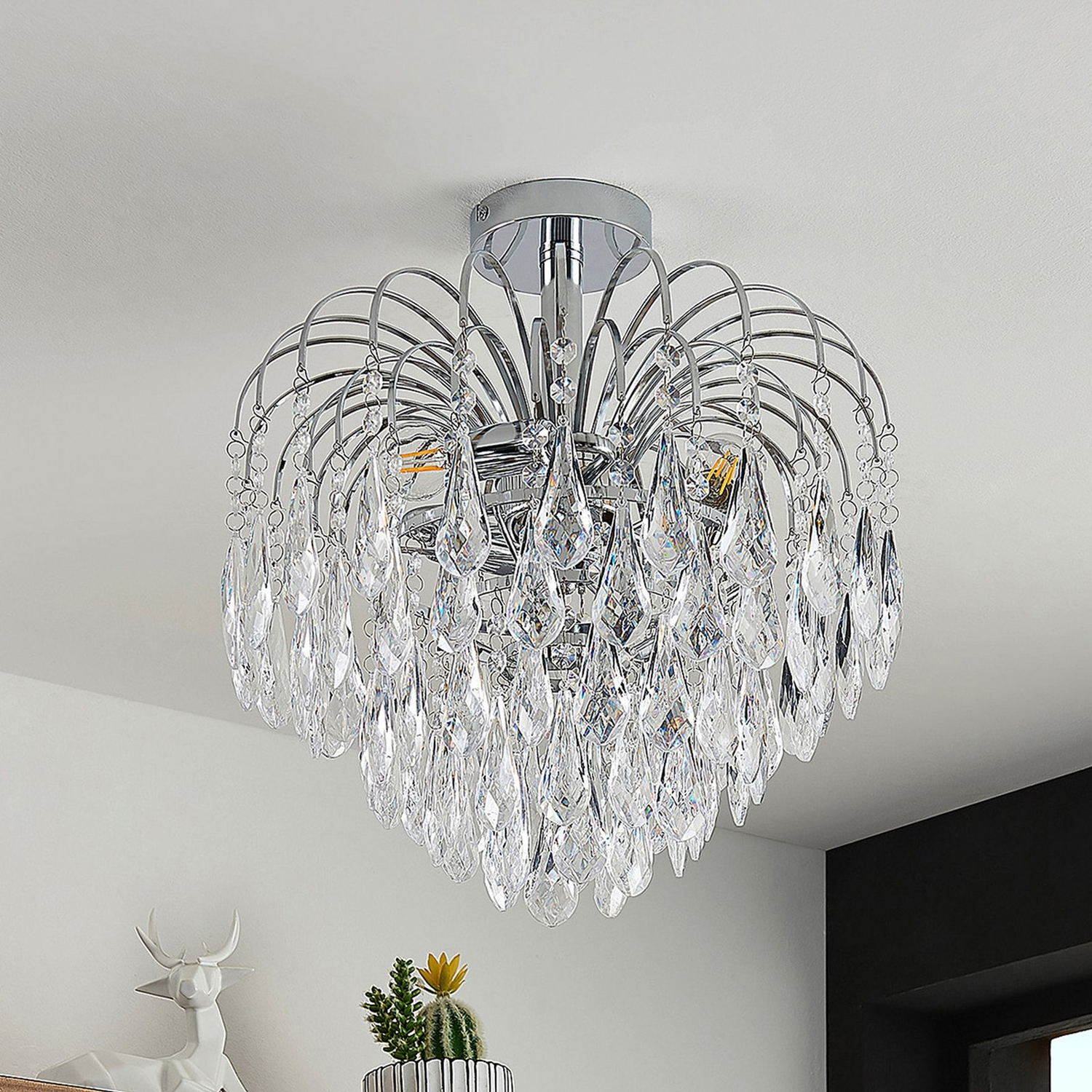 B-Ware Lindby Silino Deckenlampe Chrom Kronleuchter Deckenlampe Lampe Leuchte Decke