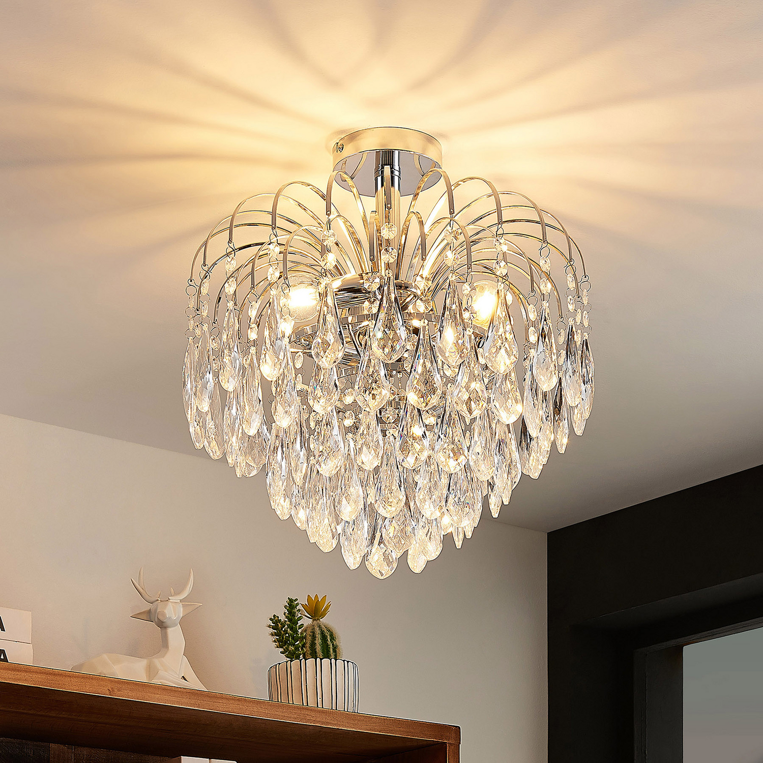B-Ware Lindby Silino Deckenlampe Chrom Kronleuchter Deckenlampe Lampe Leuchte Decke