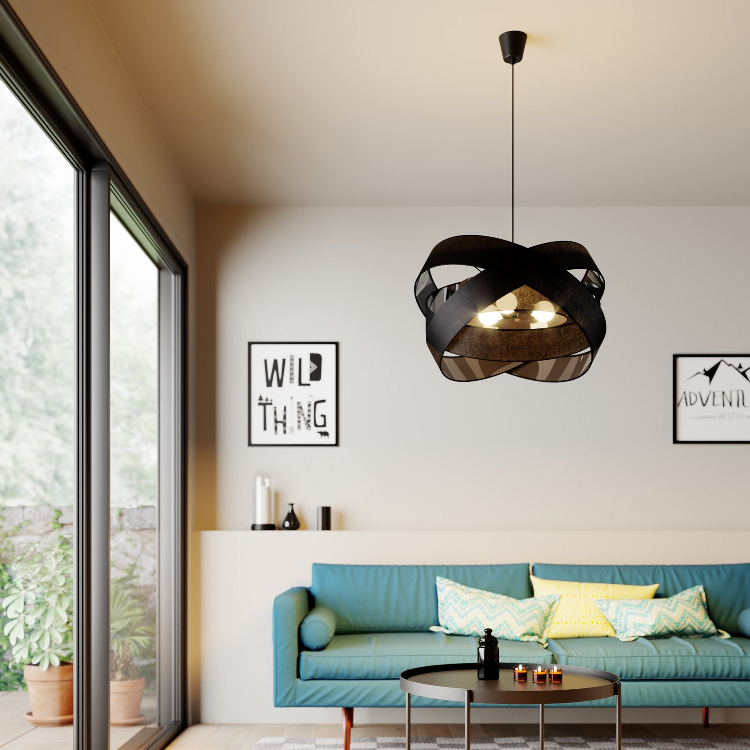 B-Ware Lindby Simaria Stoff Pendelleuchte Deckenlampe Hängelampe Lampe Leuchte Schw629