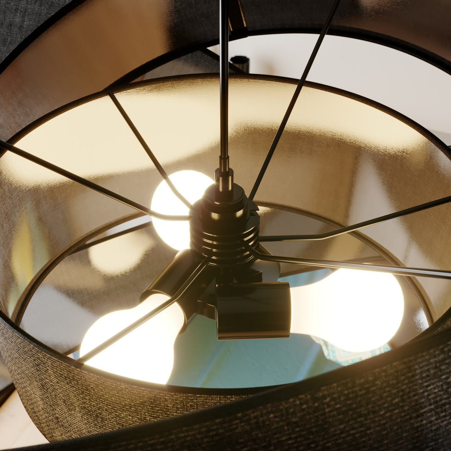 B-Ware Lindby Simaria Stoff Pendelleuchte Deckenlampe Hängelampe Lampe Leuchte Schw629
