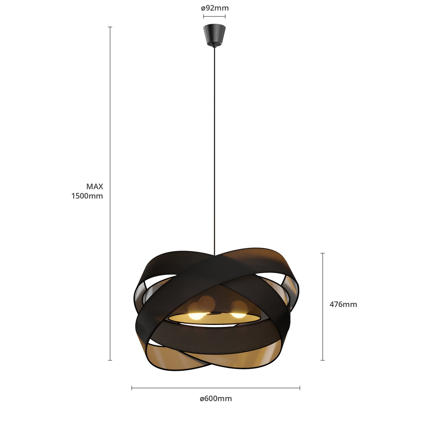 B-Ware Lindby Simaria Stoff Pendelleuchte Deckenlampe Hängelampe Lampe Leuchte Schw629