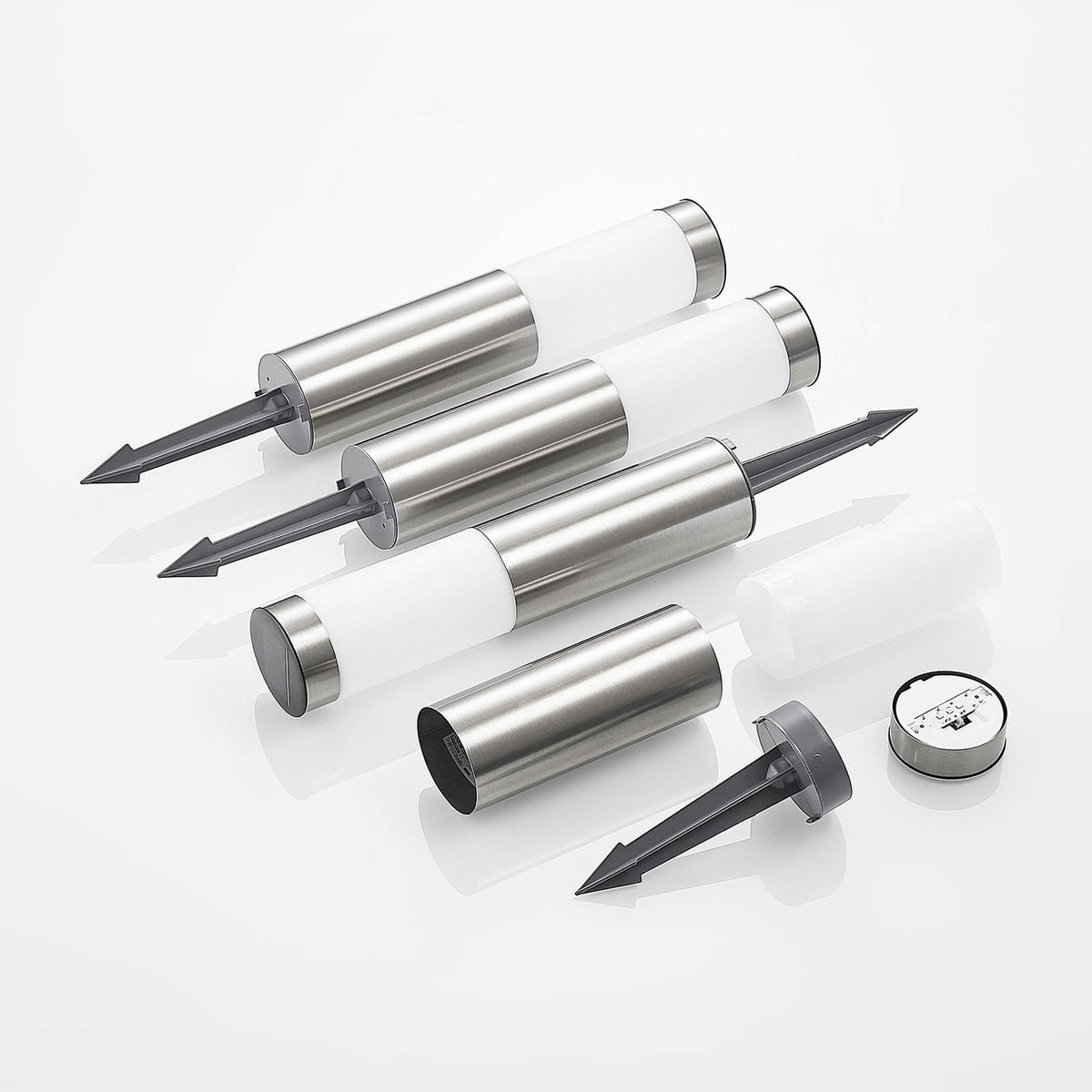 Lindby Solarlampe Solarleuchte LED Erdspießleuchte Set Sirita Silber Opalweiß - 4251911713633