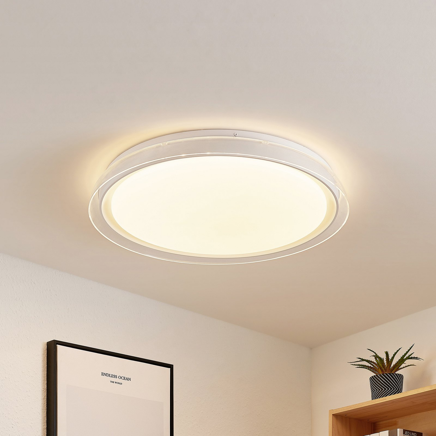 B-Ware Lindby Deckenleuchte Deckenlampe Led Weiß Cct Dimmbar Fernbedienung Nachtlicht