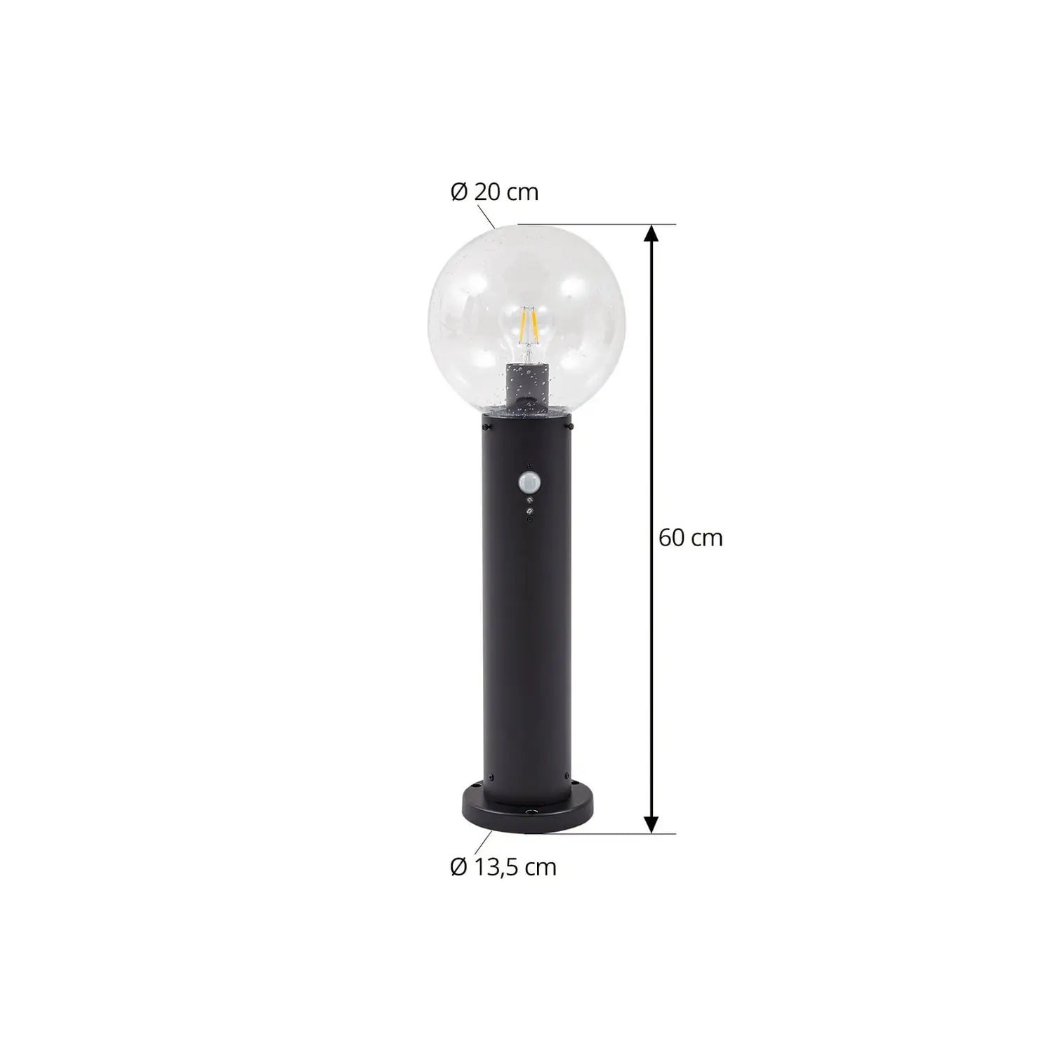 B-Ware Sockelleuchte Außenleuchte Lindby Lampe Dangan Glas Aluminium Schwarz Sensor10 - 4251911798906