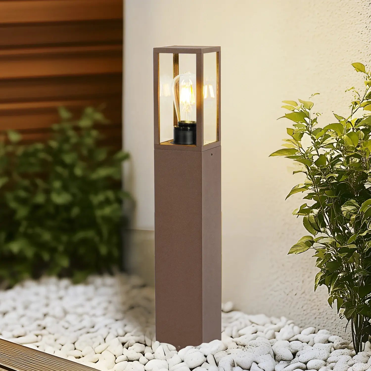 B-Ware Lindby Sockelleuchte Gartenleuchte Robigus Alu Rostfarben 60 Cm E27 Led 2 Stück - 4251911787245