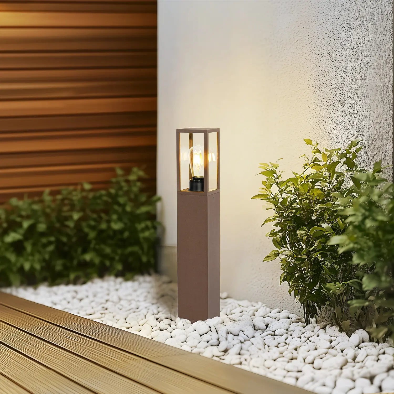 B-Ware Lindby Sockelleuchte Gartenleuchte Robigus Alu Rostfarben 60 Cm E27 Led 2 Stück - 4251911787245