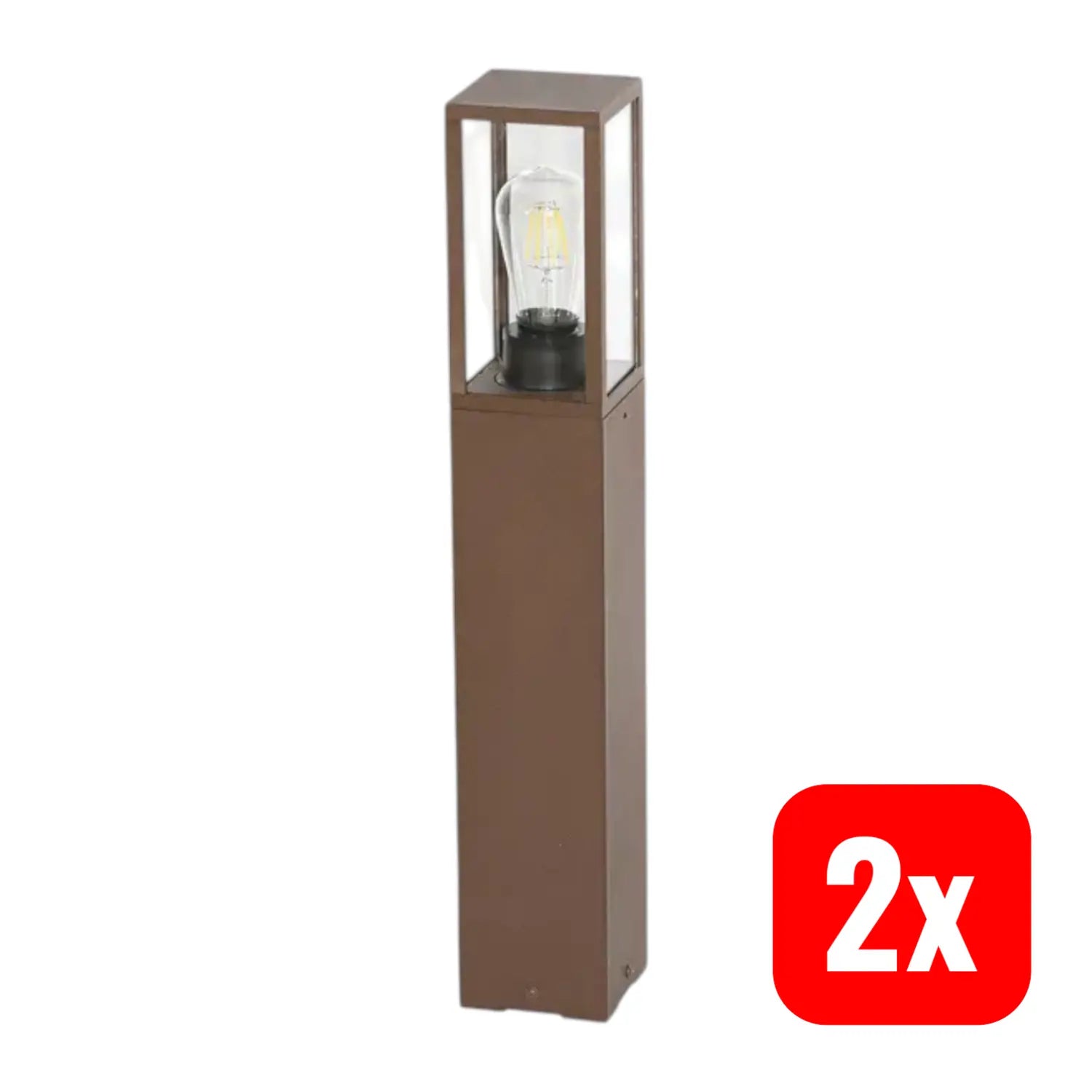 B-Ware Lindby Sockelleuchte Gartenleuchte Robigus Alu Rostfarben 60 Cm E27 Led 2 Stück - 4251911787245