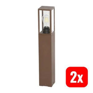 B-Ware Lindby Sockelleuchte Gartenleuchte Robigus Alu Rostfarben 60 Cm E27 Led 2 Stück