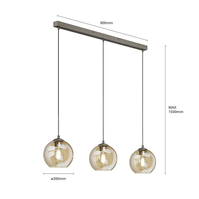 B-Ware Lindby Sofian Hängeleuchte Deckenleuchte Lampe Leuchte Licht 3 Flg E27 Rauchgrau