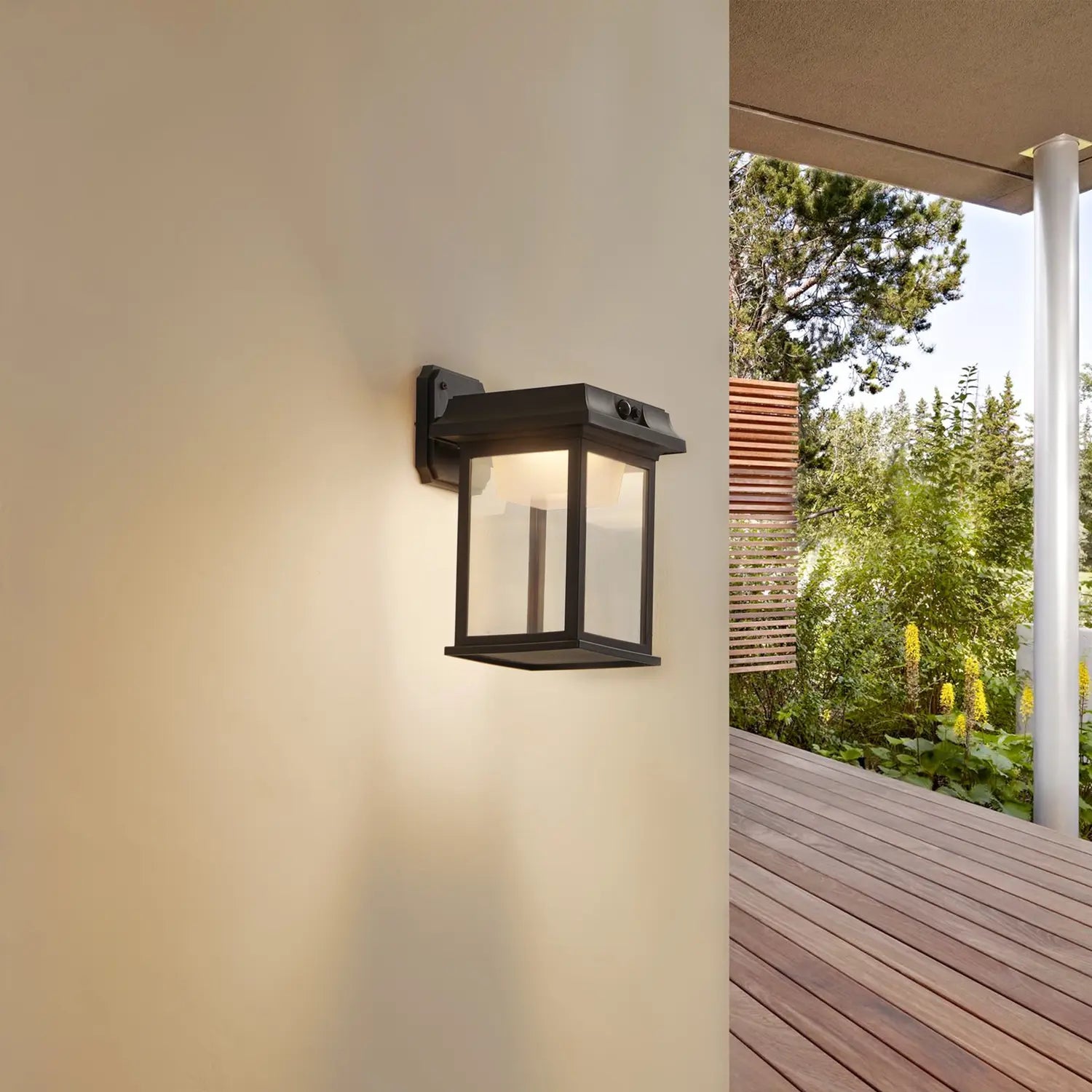 B-Ware Lindby Solar Wandleuchte Latarka Led Sensor Schwarz Kunststoff 27,5cm Außenlampe - 4251911785562