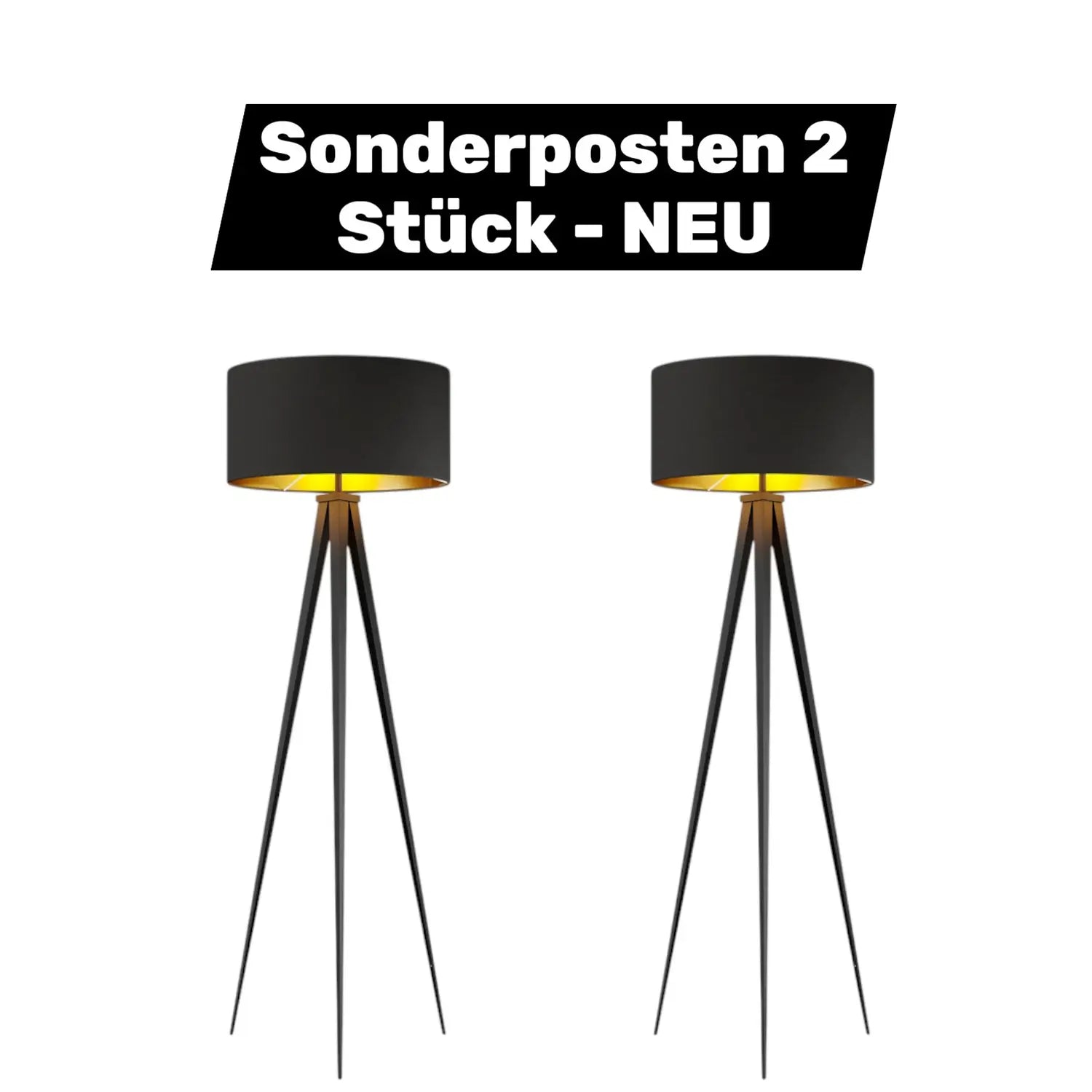 B-Ware Lindby Stehlampe Leuchte Benik Schwarz Gold Tripod Textil 153cm Wohnzimmer - 4251096530964