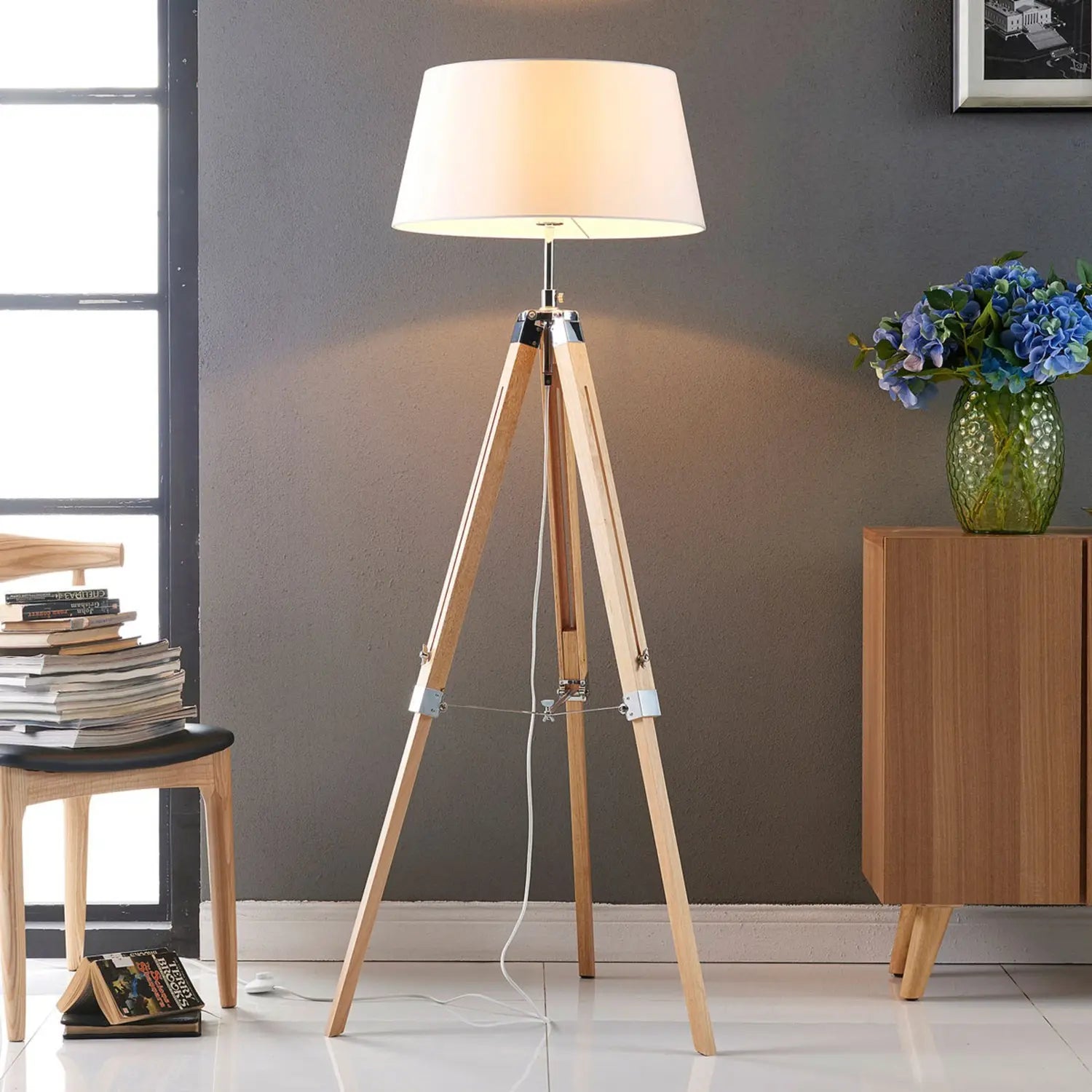 B-Ware Lindby Stehlampe Katie Mit Dreibeinigem Holzgestell Stehleuchte Lampe Leuchte - 4251096525014