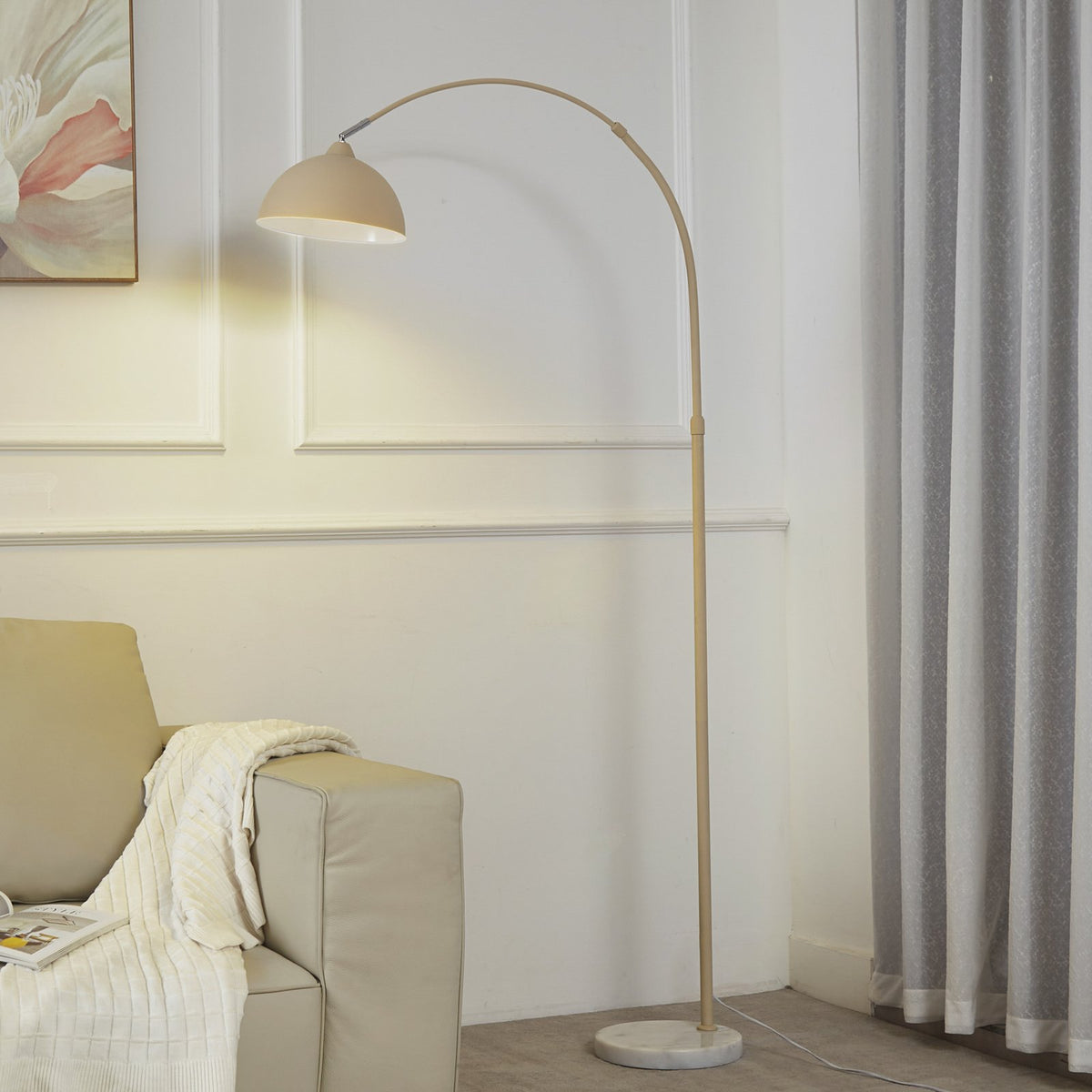 Lindby Stehlampe Tonka beige Metall Marmor E27 LED Stehleuchte Leuchte Lampe - 4251911792751
