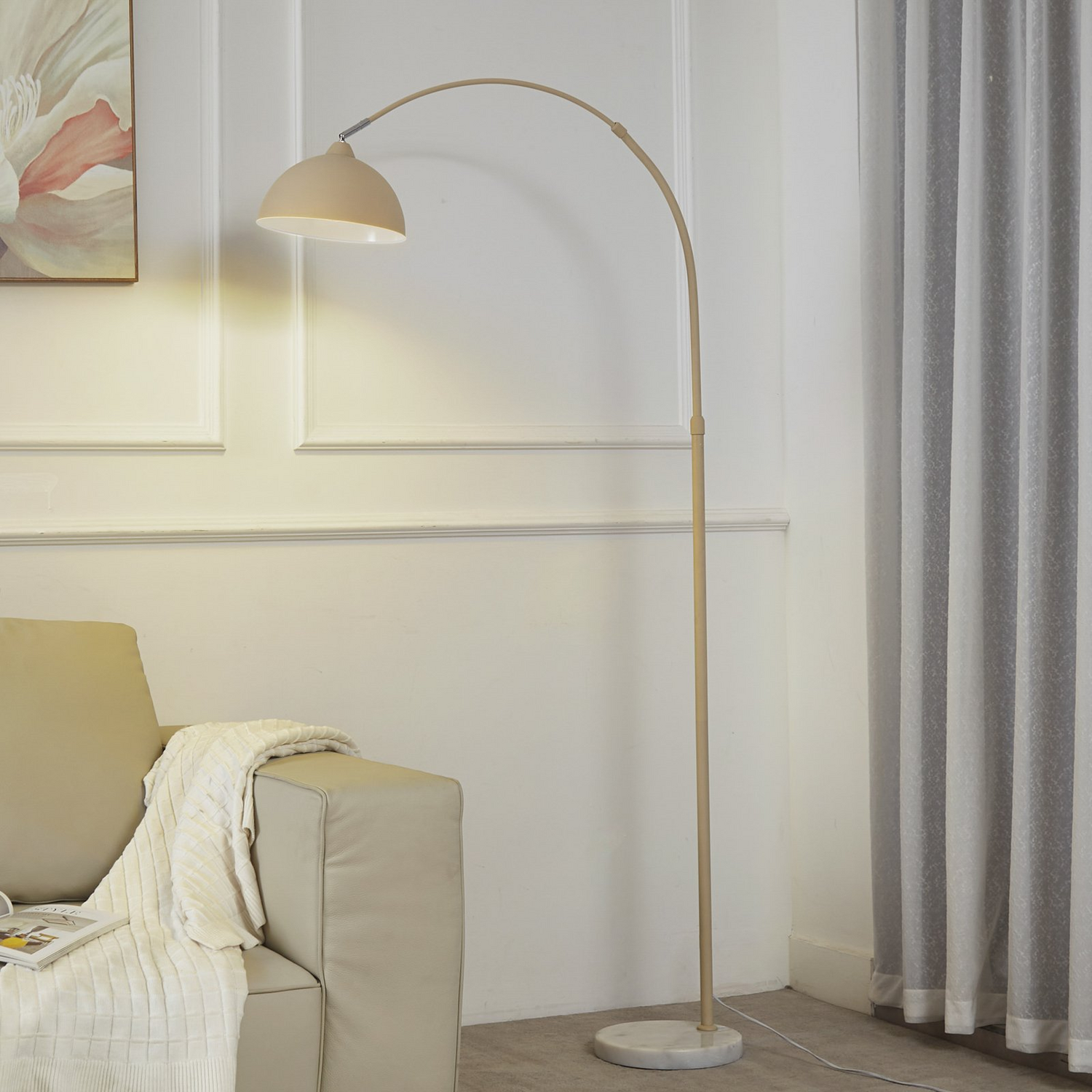 B-Ware Lindby Stehlampe Tonka Beige Metall Marmor E27 Led Stehleuchte Leuchte Lampe - 4251911792751