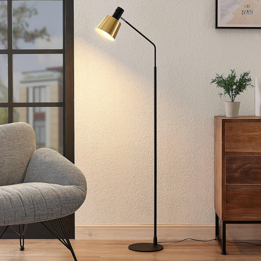 Lindby Vlada Stehlampe Stehleuchte Lampe Leuchte Messing Schwarz Siehe Text/Foto B-Ware - 4251096579468
