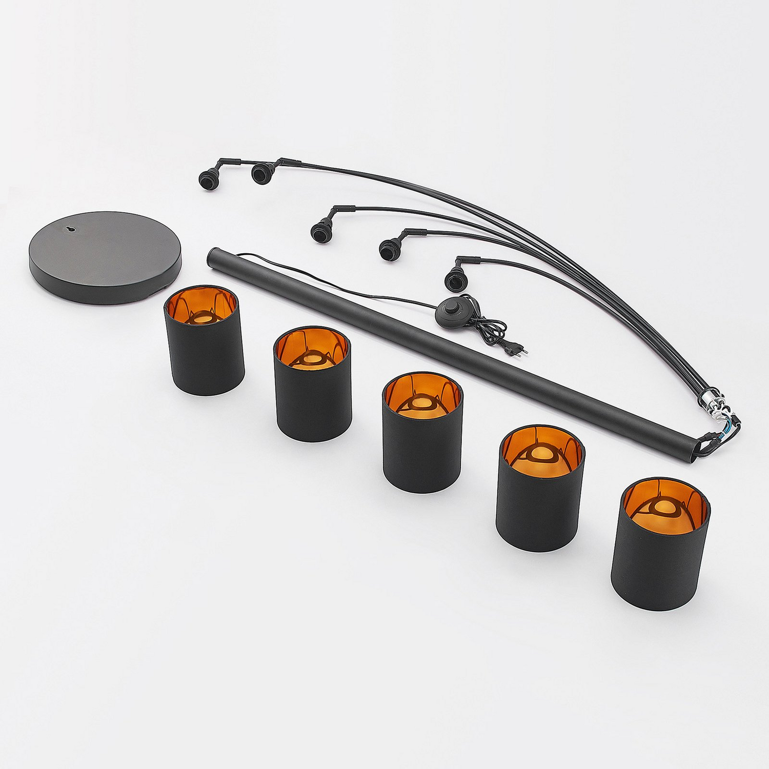 B-Ware Lindby Abiram Stehleuchte Schwarz Gold Stehlampe Standleuchte Lampe Leuchte E14 - 4251911732733