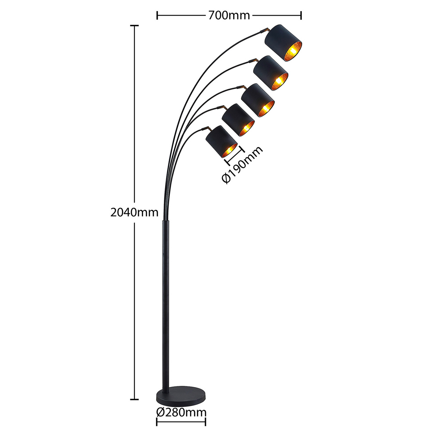 B-Ware Lindby Abiram Stehleuchte Schwarz Gold Stehlampe Standleuchte Lampe Leuchte E14 - 4251911732733