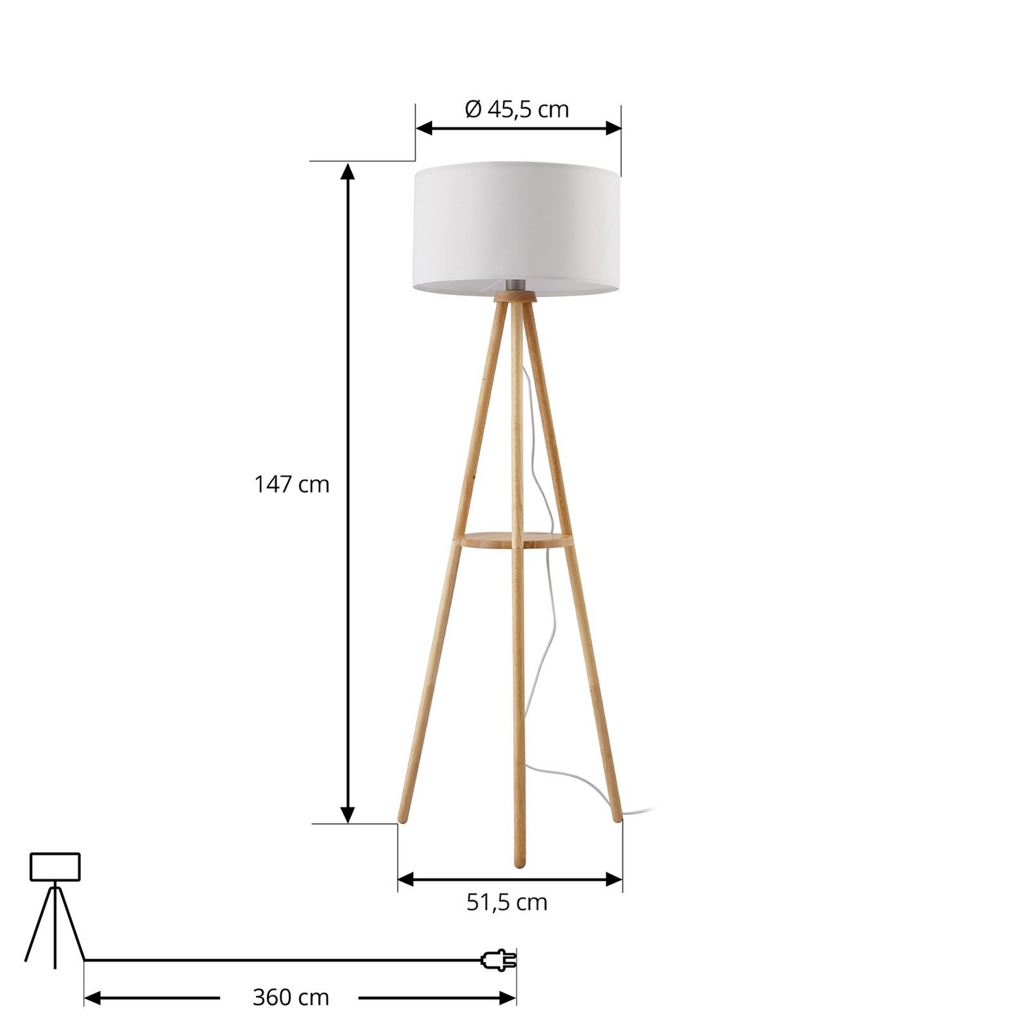 B-Ware Lindby Stehleuchte Adamio Stehlampe Standleuchte Leuchte Weiß Stoff ø 45,5 Cm