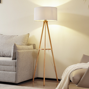 B-Ware Lindby Stehleuchte Adamio Stehlampe Standleuchte Leuchte Weiß Stoff ø 45,5 Cm