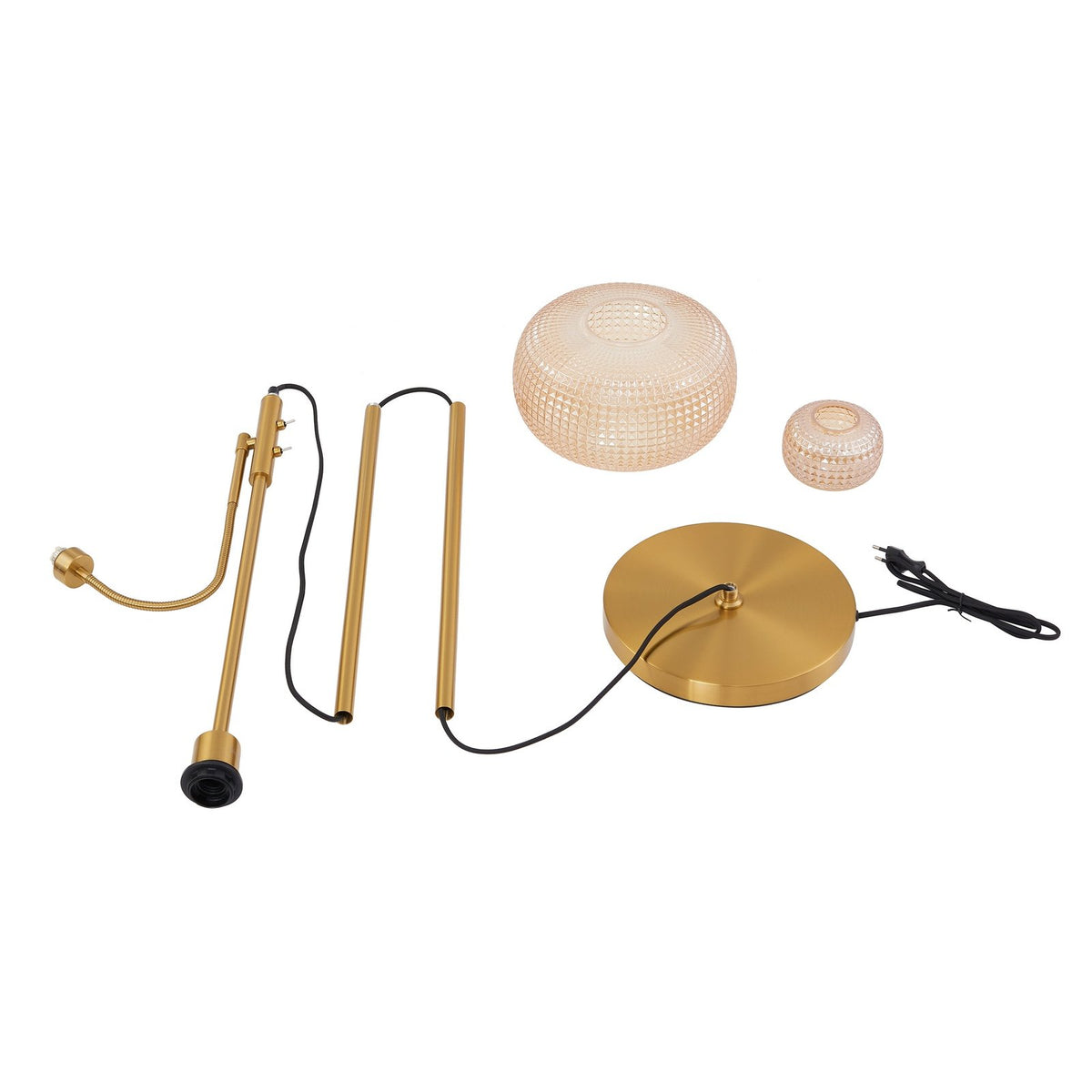 Lindby Stehleuchte Aliette Stehlampe Standleuchte E27 gold/amber Glas Leselicht - 4251911793406