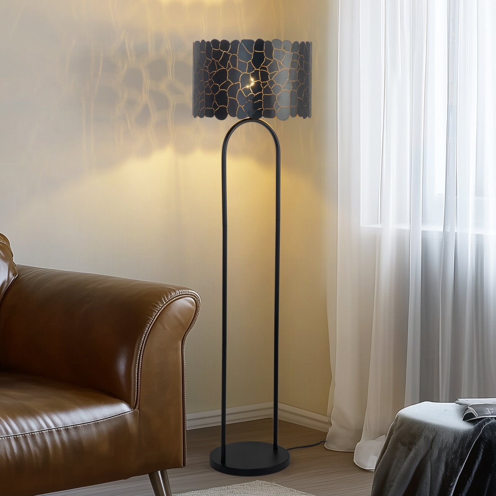 Lindby Stehleuchte Lampe Aralena schwarz gold Höhe 1435 cm - 4251911786354