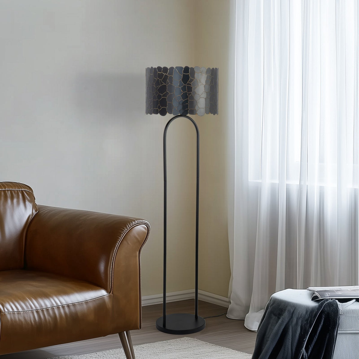 Lindby Stehleuchte Lampe Aralena schwarz gold Höhe 1435 cm - 4251911786354