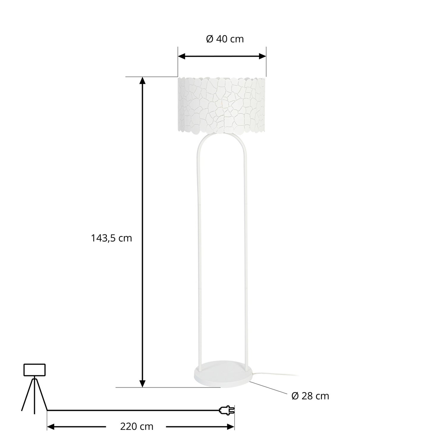 B-Ware Lindby Stehleuchte Standlampe Aralena Weiß Metall Höhe 1435 Cm626 - 4251911786361