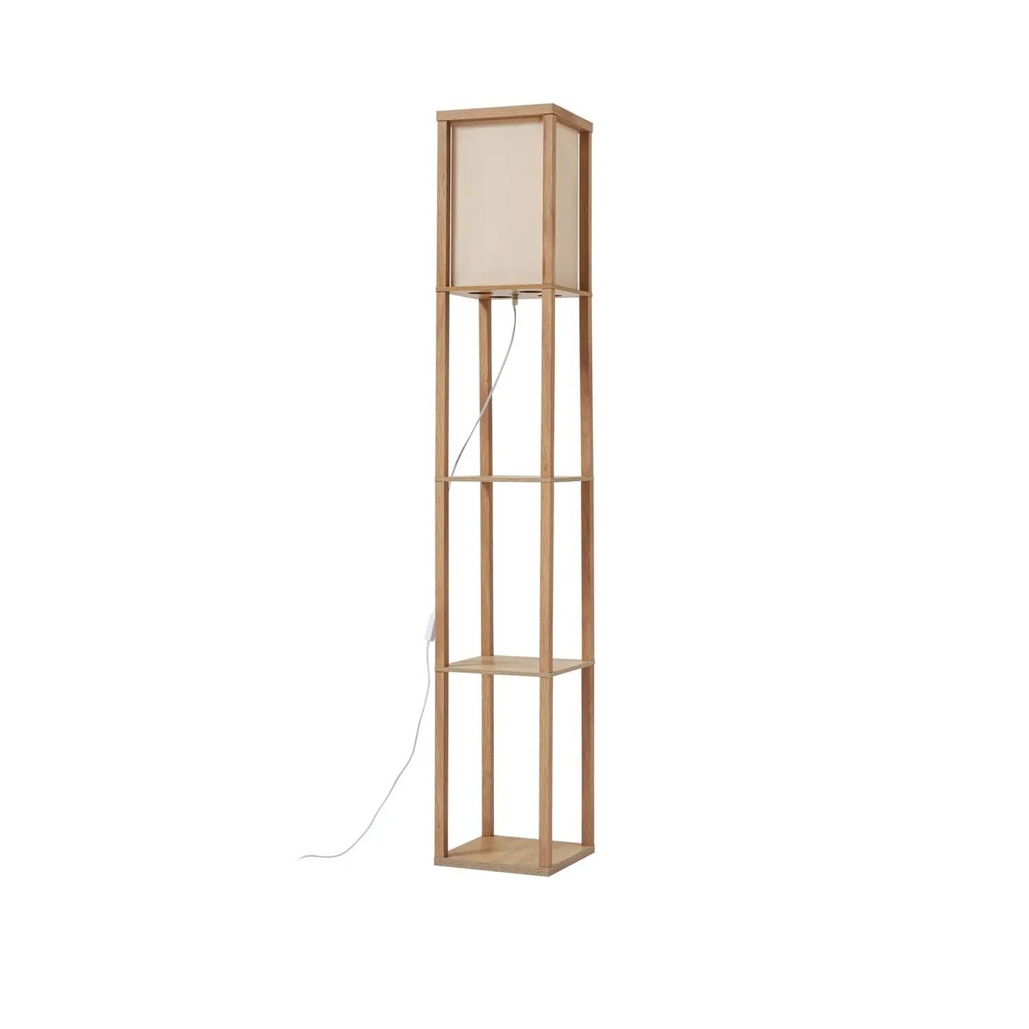 B-Ware Lindby Stehleuchte Lampen Birta Regal Holz Holzfarben Weiß Textil Kiefernholz - 4255830903175
