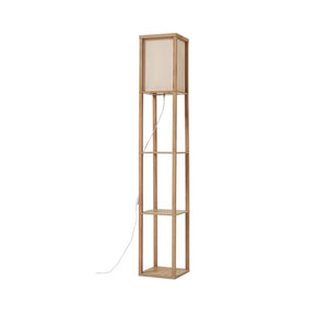 B-Ware Lindby Stehleuchte Lampen Birta Regal Holz Holzfarben Weiß Textil Kiefernholz