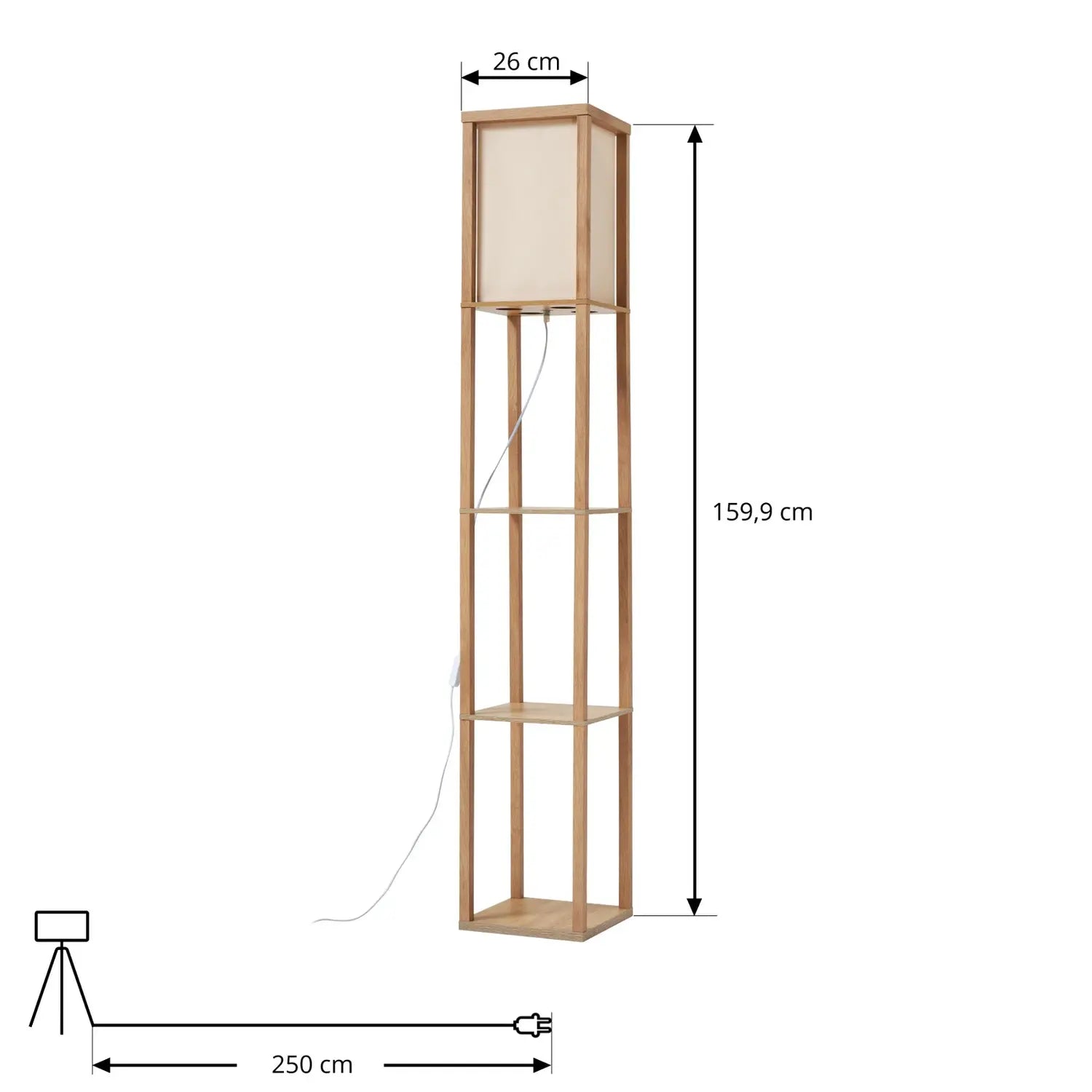 B-Ware Lindby Stehleuchte Lampen Birta Regal Holz Holzfarben Weiß Textil Kiefernholz - 4255830903175