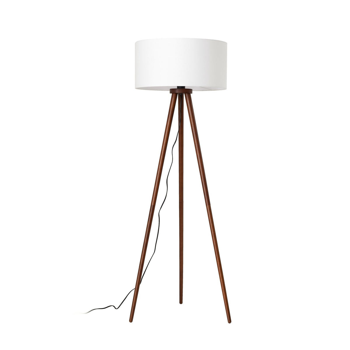 Lindby Stehleuchte Lampe Charlia weiß Wallnussholz Höhe 150 cm Wohnzimmer - 4255830903090