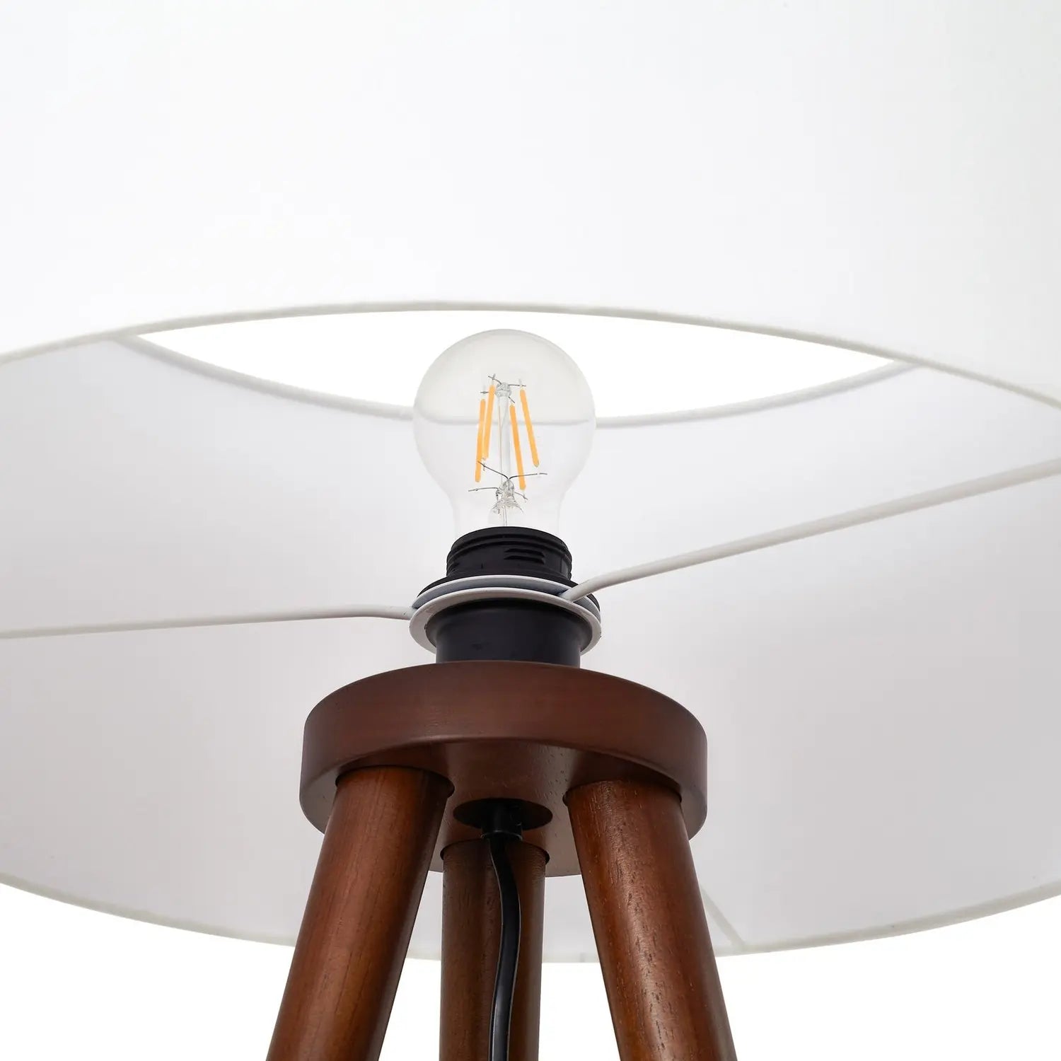 B-Ware Lindby Stehleuchte Lampe Charlia Weiß Wallnussholz Höhe 150 Cm Wohnzimmer - 4255830903090